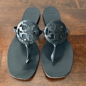 Tory Burch Navy Square Toe Miller Sandal